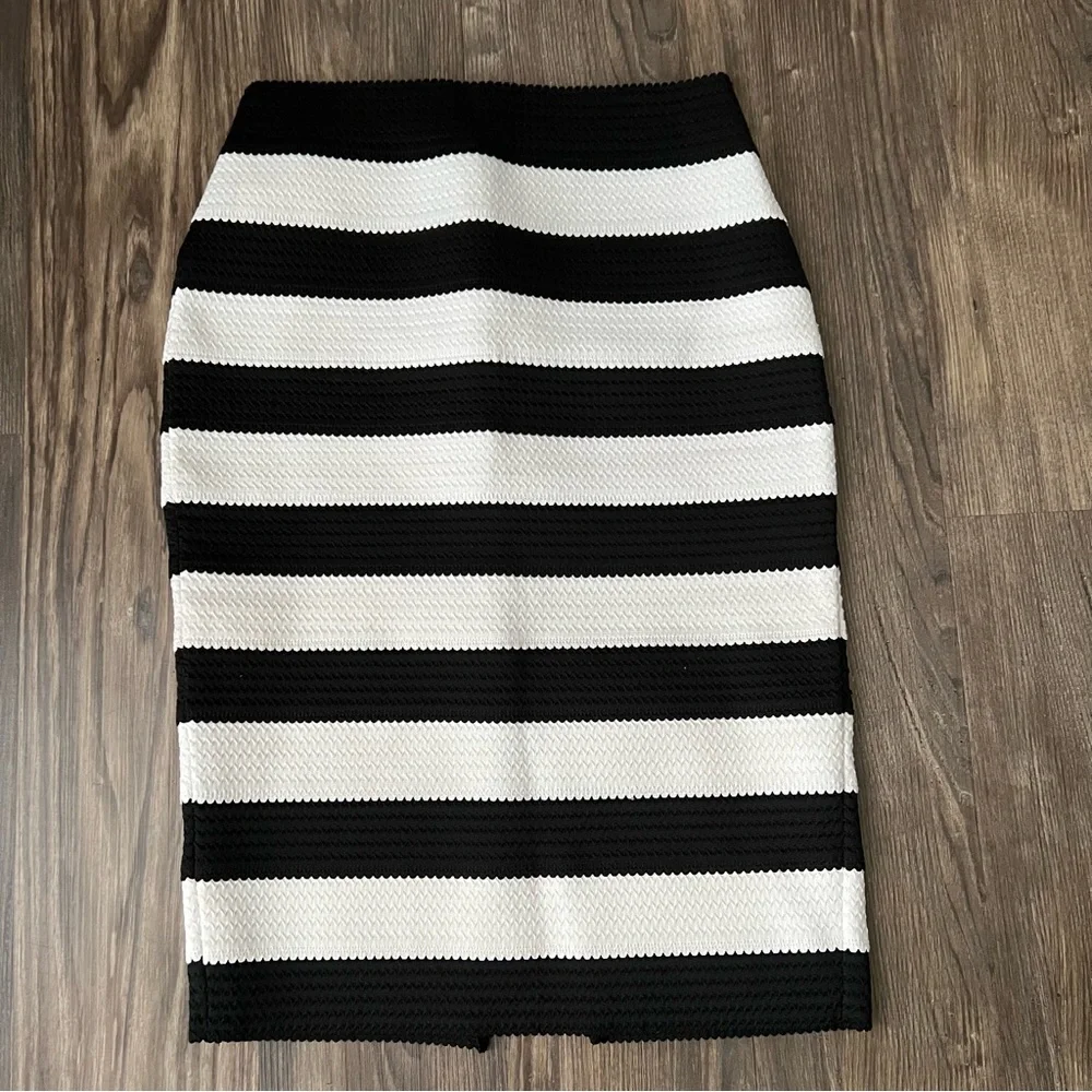 Express Black and White Banded Bodycon Skirt - Picture 3 of 10